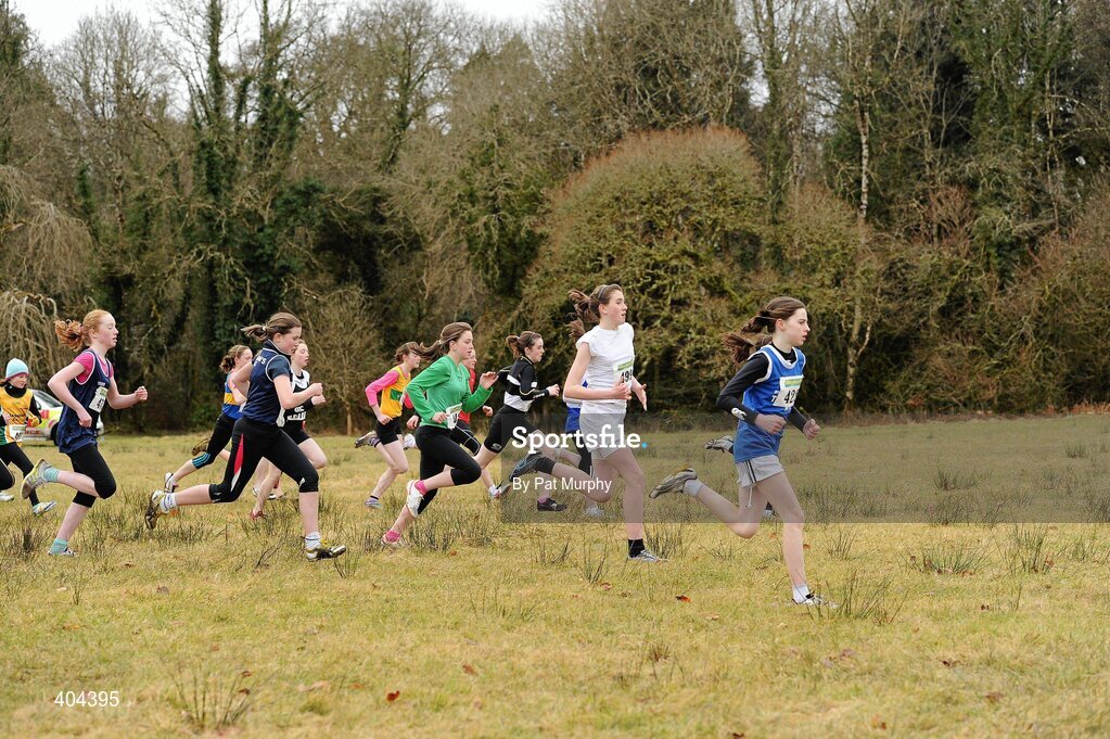 21 February 2010; A general view of the start of the Girls U13 race during the Woodie’s DIY Juvenile ‘B’ Cross Country. Juvenile Athletes, Woodie’s DIY Juvenile ‘B’ Cross Country. Lough Key Forest Park, Boyle, Co. Roscommon. Picture credit: Pat Murphy / SPORTSFILE