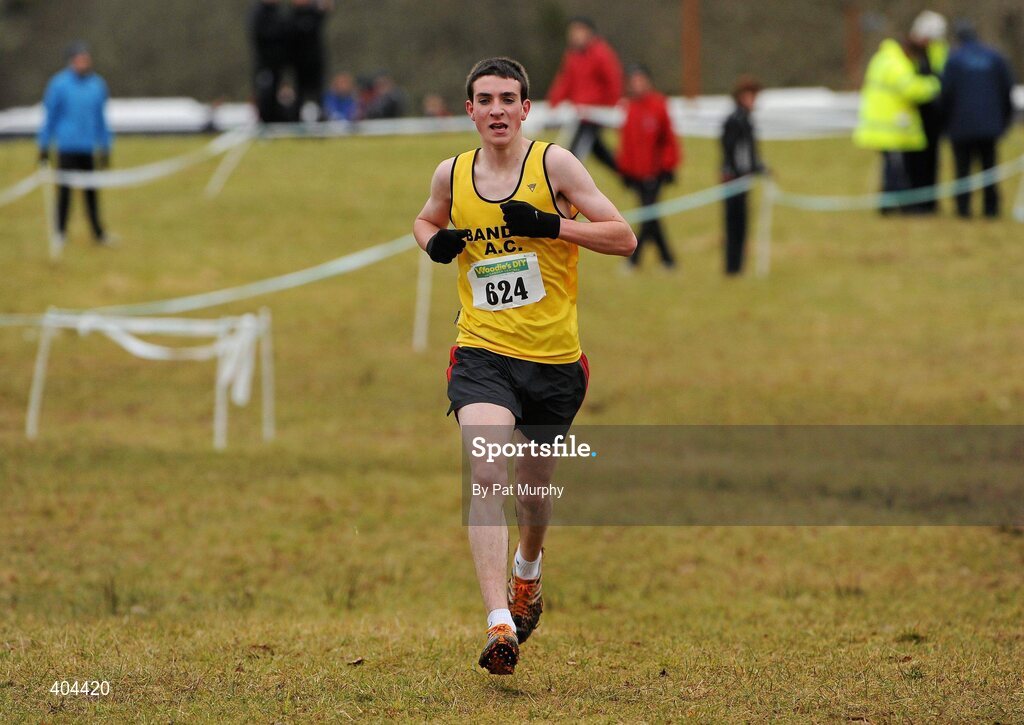 21 February 2010; Mark O'Sullivan, Bandon A.C., on his way to winning the Boys U17 race during the Woodie’s DIY Juvenile ‘B’ Cross Country. Juvenile Athletes, Woodie’s DIY Juvenile ‘B’ Cross Country. Lough Key Forest Park, Boyle, Co. Roscommon. Picture credit: Pat Murphy / SPORTSFILE
