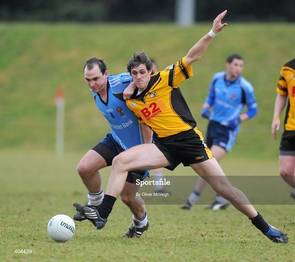 17 February 2010; Enda Kenny, UUJ, in action against Niall Coyne, NUI Maynooth. Ulster Bank Sigerson Cup Quarter-Final, University of Ulster Jordanstown v NUI Maynooth, Jordanstown, Shore Road, Newtownabbey, Co. Antrim. Picture credit: Oliver McVeigh / SPORTSFILE