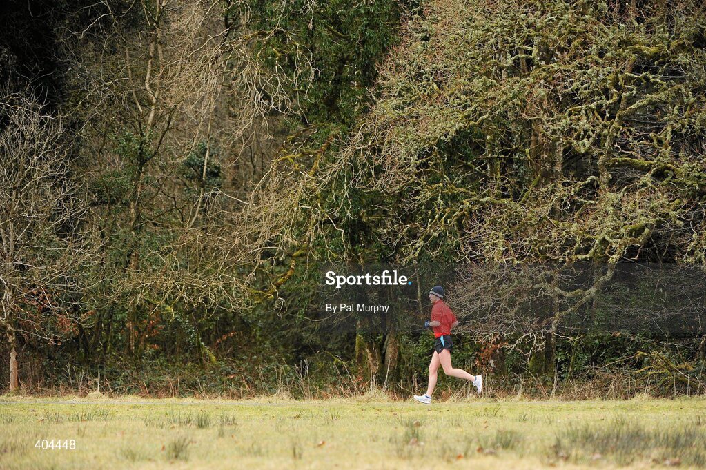 21 February 2010; An athlete warms up before the Woodie’s DIY Intermediate Cross Country. Senior Athletes, Woodie’s DIY Intermediate Cross Country. Lough Key Forest Park, Boyle, Co. Roscommon. Picture credit: Pat Murphy / SPORTSFILE