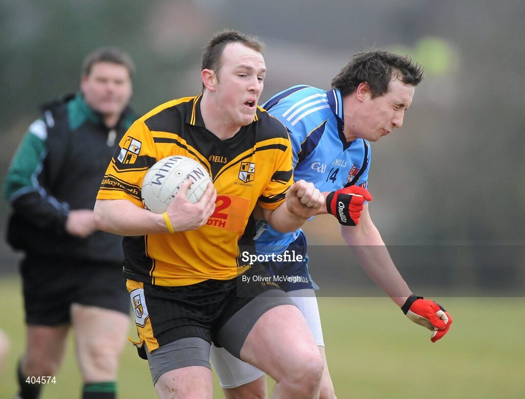 17 February 2010; Ger McArdle, NUI Maynooth, in action against Colm Cavanagh, UUJ. Ulster Bank Sigerson Cup Quarter-Final, University of Ulster Jordanstown v NUI Maynooth, Jordanstown, Shore Road, Newtownabbey, Co. Antrim. Picture credit: Oliver McVeigh / SPORTSFILE