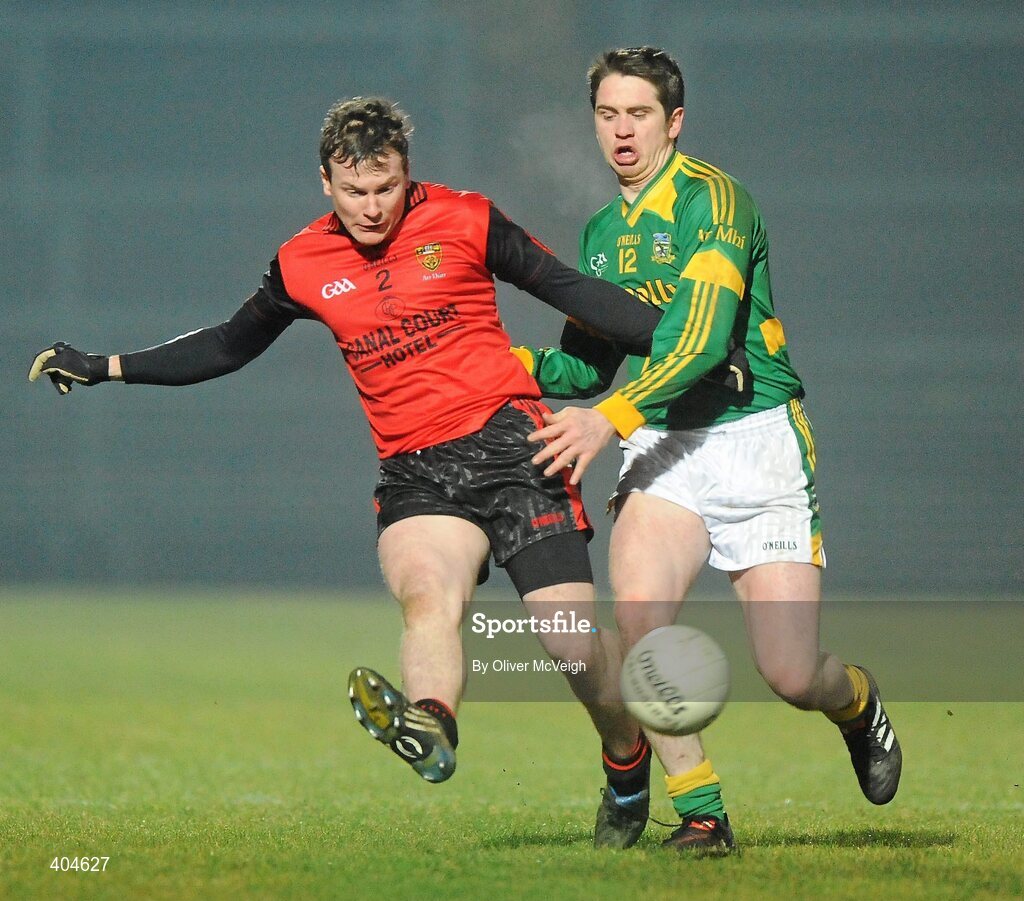 13 February 2010; Daniel McCartan, Down, in action against Peadar Byrne, Meath. Allianz National Football League, Division 2, Round 2, Down v Meath, Pairc Esler, Newry, Co. Down. Picture credit: Oliver McVeigh / SPORTSFILE