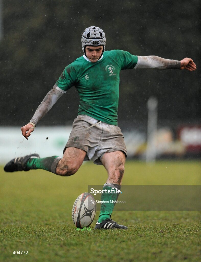 23 February 2010; Mark McPhillips, Gonzaga College SJ, kicks a conversion. Vinnie Murray Semi-Final, Newpark Comprehensive v Gonzaga College SJ, Old Belvedere RFC, Anglesea Road, Dublin. Picture credit: Stephen McMahon / SPORTSFILE