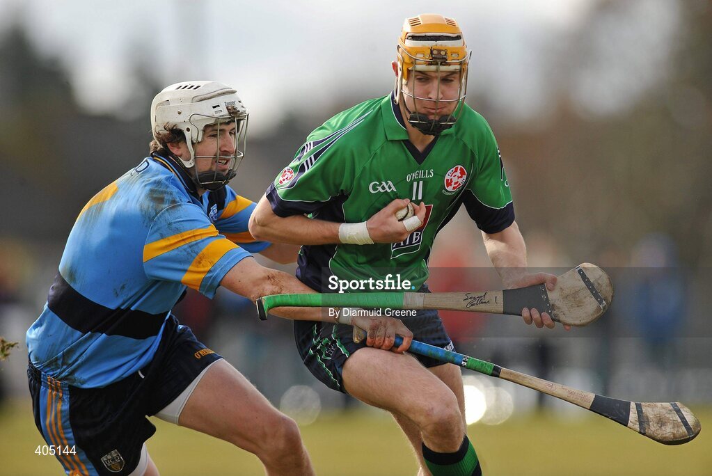 25 February 2010; Seamus Callinan, LIT, in action against David Kenny, UCD. Ulster Bank Fitzgibbon Cup Quarter-Final, Limerick Institute of Technology v University College Dublin, University of Limerick, Limerick. Picture credit: Diarmuid Greene / SPORTSFILE