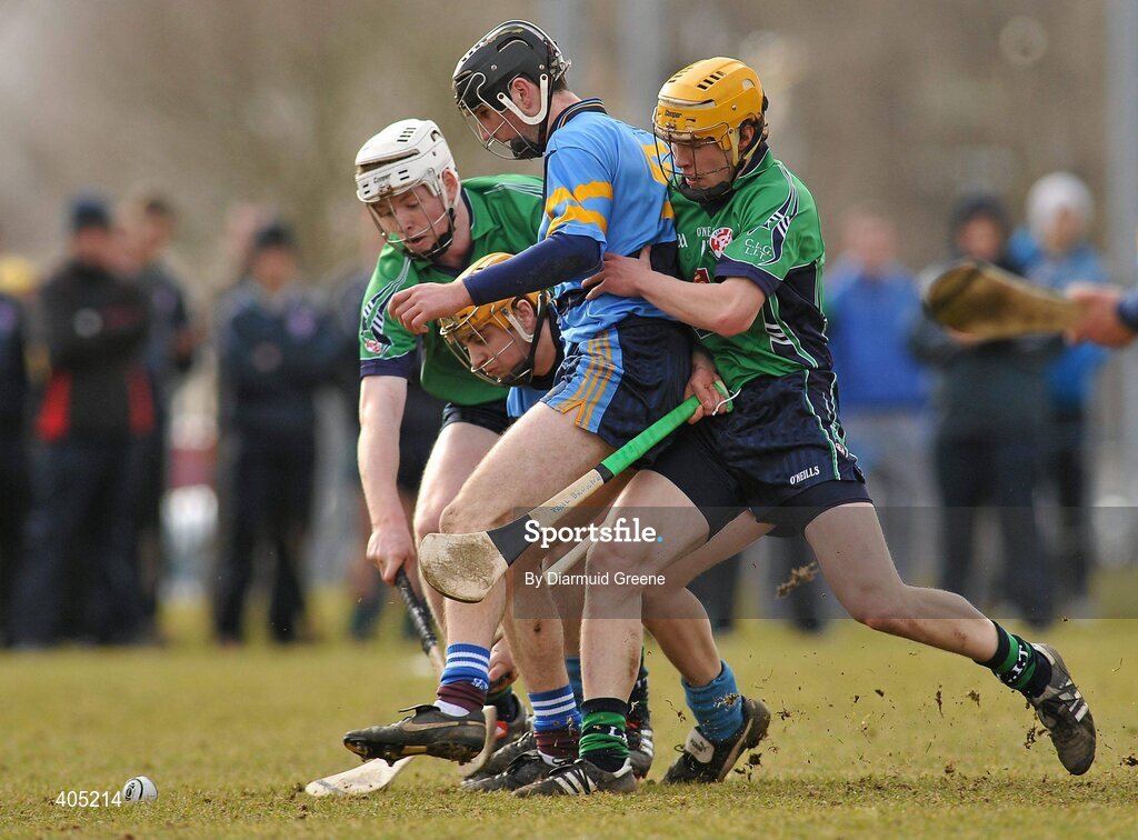 25 February 2010; Niall Quinn, left, and Paul Browne, LIT, in action against Liam Ryan, left, and Neal Prendergast, UCD. Ulster Bank Fitzgibbon Cup Quarter-Final, Limerick Institute of Technology v University College Dublin, University of Limerick, Limerick. Picture credit: Diarmuid Greene / SPORTSFILE