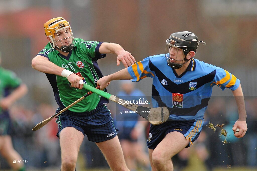 25 February 2010; David Langton, UCD, in action against Seamus Callinan, LIT. Ulster Bank Fitzgibbon Cup Quarter-Final, Limerick Institute of Technology v University College Dublin, University of Limerick, Limerick. Picture credit: Diarmuid Greene / SPORTSFILE