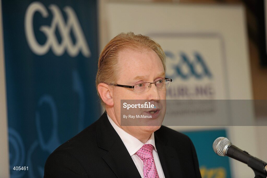 26 February 2010; Donal Horgan, Managing Director, Centra, speaking at the announcment of a new partnership with Centra and its 558 retail partners. Centra have been confirmed as an official sponsor of the GAA Hurling All-Ireland Championship. Croke Park, Dublin. Picture credit: Ray McManus / SPORTSFILE