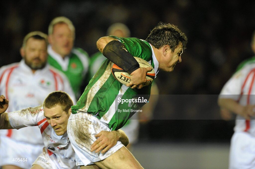 26 February 2010; Reggie Corrigan, Ireland Legends, in action against Gareth Archer, England Legends. The Stuart Mangan Memorial Cup, England Legends v Ireland Legends, The Stoop, Twickenham, London. Picture credit: Matt Browne / SPORTSFILE