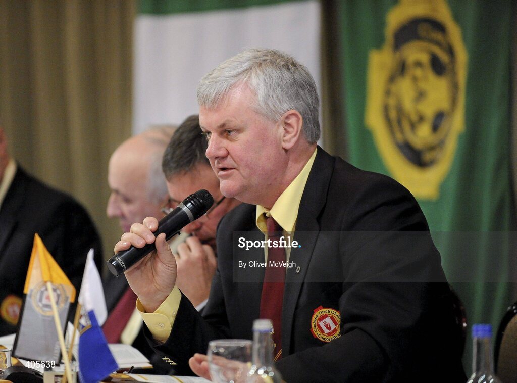 27 February 2010; New Ulster GAA President Aogan Farrell speaking at the Ulster Council GAA convention. Ulster Council GAA Convention, Errigal Hotel, Cootehill, Co. Cavan. Picture credit: Oliver McVeigh / SPORTSFILE