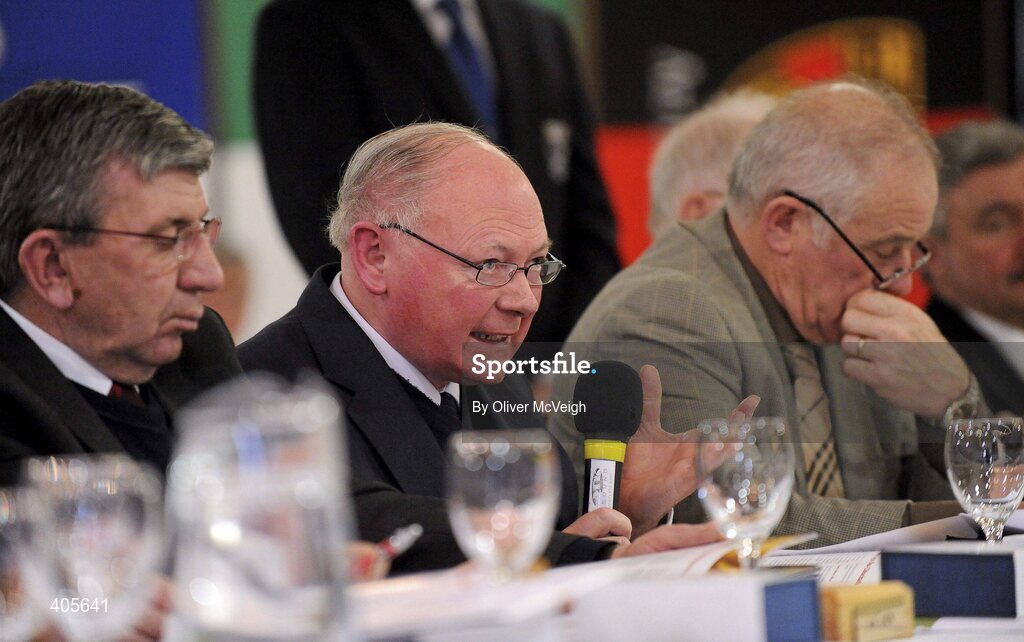 27 February 2010; Dan McCartan, Down, speaking at the Ulster Council GAA convention. Ulster Council GAA Convention, Errigal Hotel, Cootehill, Co. Cavan. Picture credit: Oliver McVeigh / SPORTSFILE