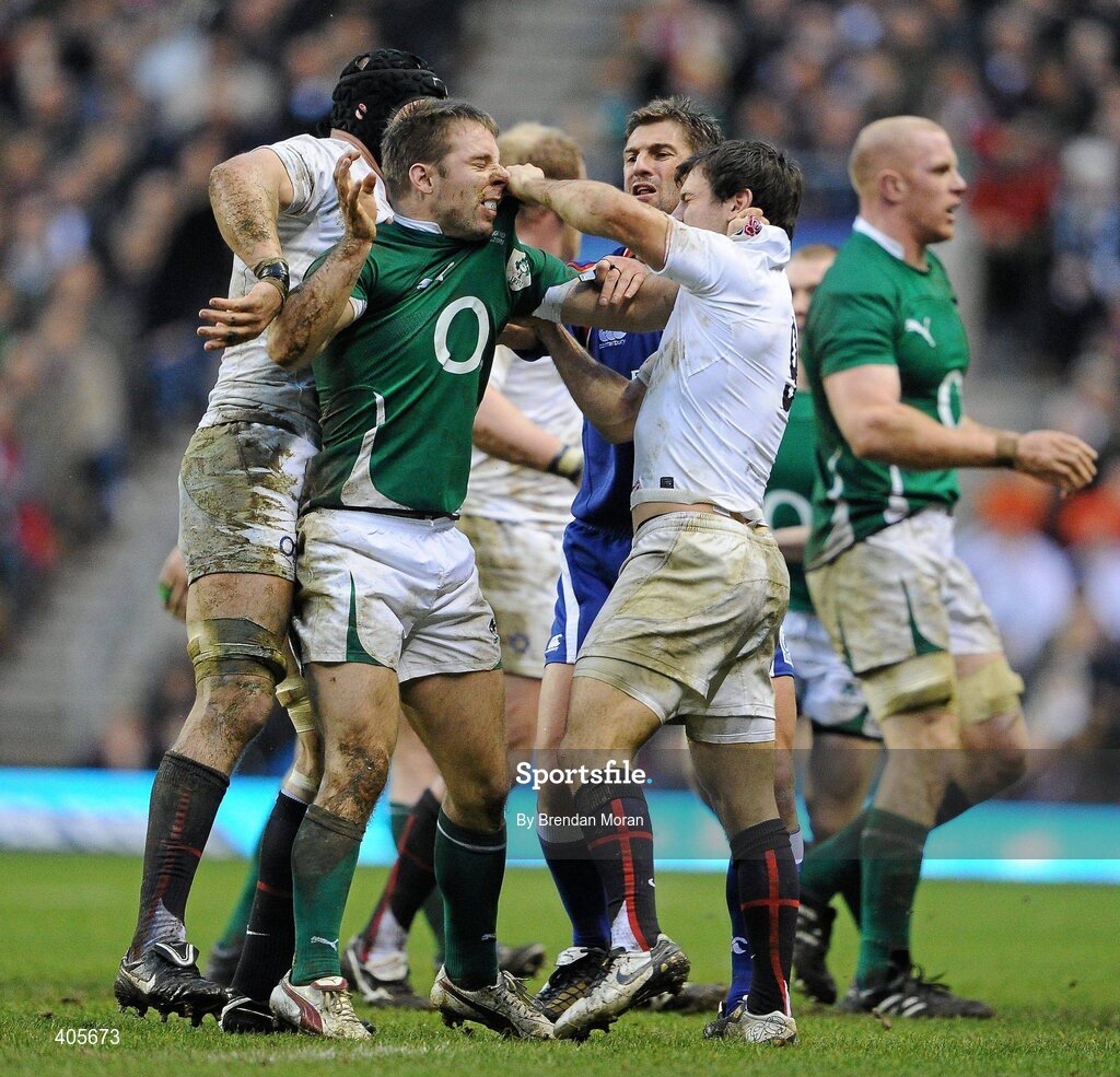 27 February 2010; Ireland scrum-half Tomas O'Leary gets to grips with his England counterpart Danny Care. RBS Six Nations Rugby Championship, England v Ireland, Twickenham Stadium, Twickenham, London, England. Picture credit: Brendan Moran / SPORTSFILE