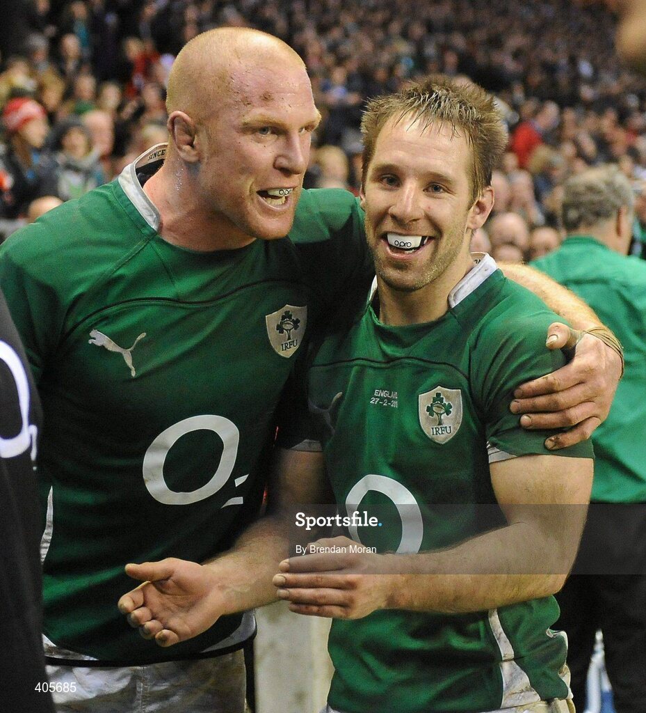 27 February 2010; Ireland's Paul O'Connell and Tomas O'Leary celebrate after the game. RBS Six Nations Rugby Championship, England v Ireland, Twickenham Stadium, Twickenham, London, England. Picture credit: Brendan Moran / SPORTSFILE