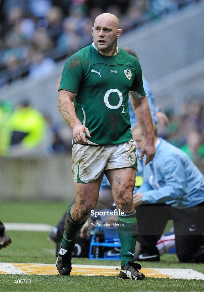 27 February 2010; Ireland's John Hayes leaves the pitch after being substituted. RBS Six Nations Rugby Championship, England v Ireland, Twickenham Stadium, Twickenham, London, England. Picture credit: Brendan Moran / SPORTSFILE