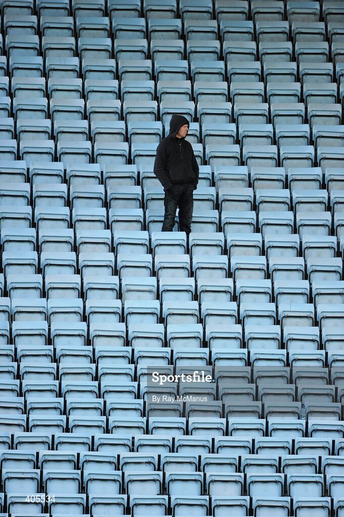 21 February 2010; A lone spectator watches the game. Allianz GAA Hurling National League Division 1 Round 1, Cork v Offaly. Pairc Ui Chaoimh, Cork. Picture credit: Ray McManus / SPORTSFILE