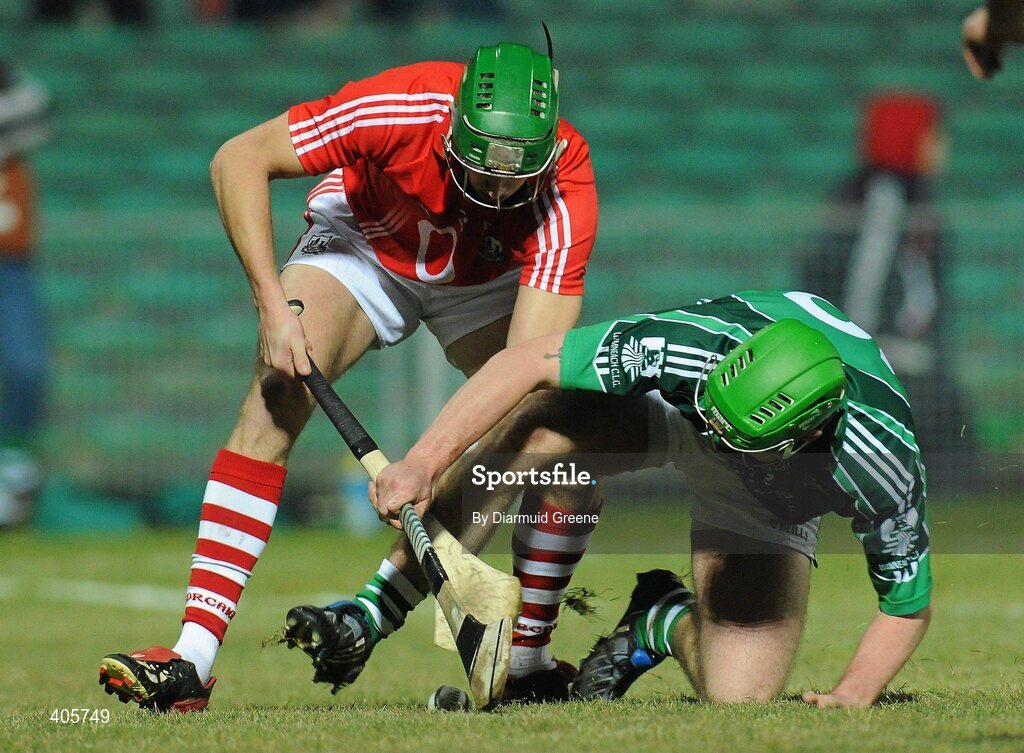 27 February 2010; Eoin Cadogan, Cork, in action against Cathal Mullane, Limerick. Allianz GAA Hurling Hurling National League Division 1 Round 2, Limerick v Cork, Gaelic Grounds, Limerick. Picture credit: Diarmuid Greene / SPORTSFILE