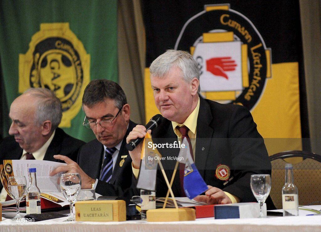 27 February 2010; New Ulster GAA President, Aogan Farrell, speaking at the Ulster Council GAA Convention. Ulster Council GAA Convention, Errigal Hotel, Cootehill, Co. Cavan. Picture credit: Oliver McVeigh / SPORTSFILE