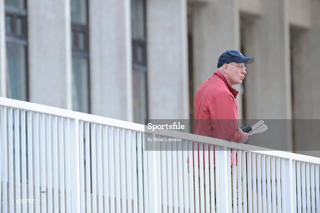 28 February 2010; A punter watches the horses in the parade ring ahead of the www.leopardstown.com Handicap Hurdle. Leopardstown Racecourse, Dublin. Picture credit: Brian Lawless / SPORTSFILE
