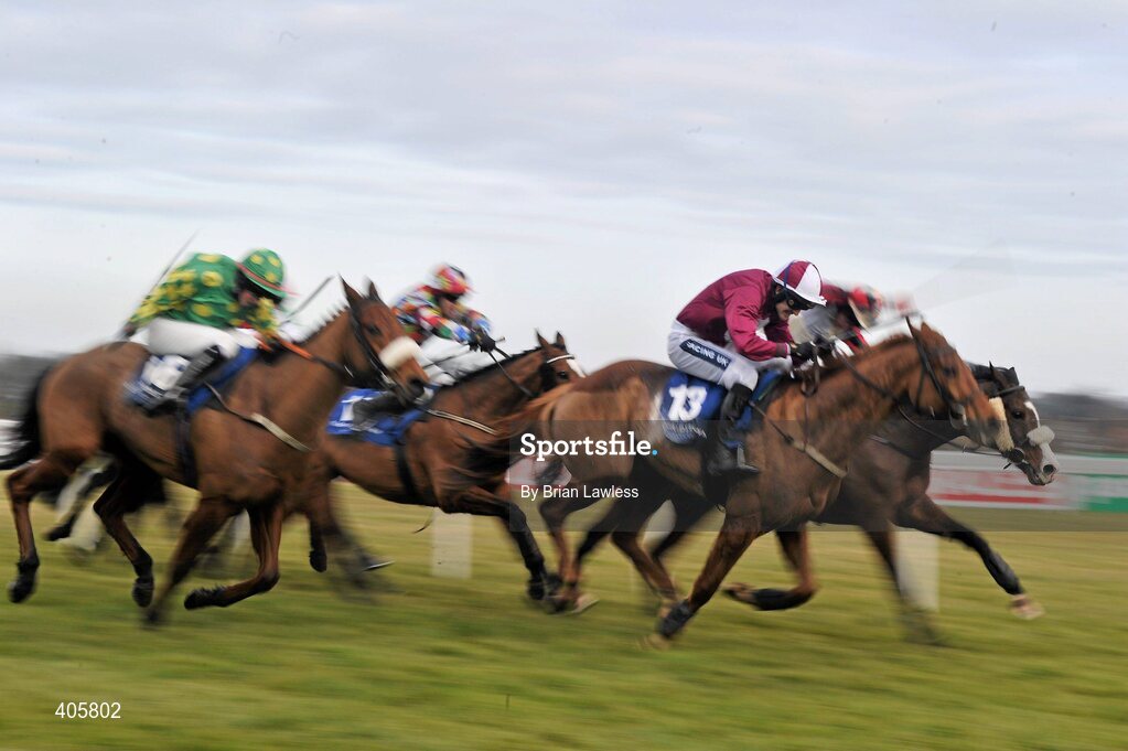 28 February 2010; Tarkari, 13, with Ruby Walsh up, races to the finish to win The www.leopardstown.com Handicap Hurdle. Leopardstown Racecourse, Dublin. Picture credit: Brian Lawless / SPORTSFILE