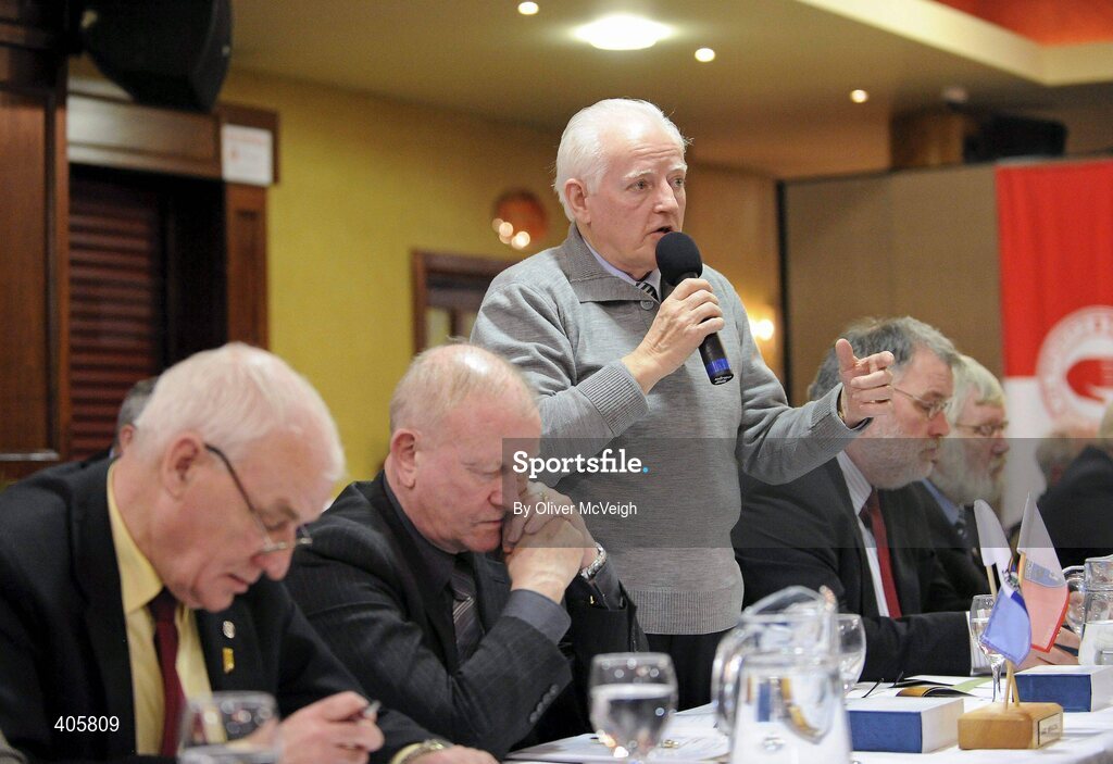 27 February 2010; Joe Jordan, Armagh, speaking at the Ulster Council GAA Convention. Ulster Council GAA Convention, Errigal Hotel, Cootehill, Co. Cavan. Picture credit: Oliver McVeigh / SPORTSFILE