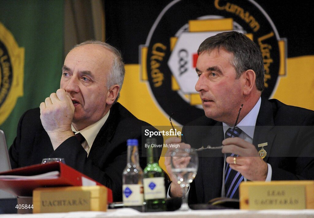 27 February 2010; Danny Murphy and Tom Daly, at the Ulster Council GAA Convention. Ulster Council GAA Convention, Errigal Hotel, Cootehill, Co. Cavan. Picture credit: Oliver McVeigh / SPORTSFILE