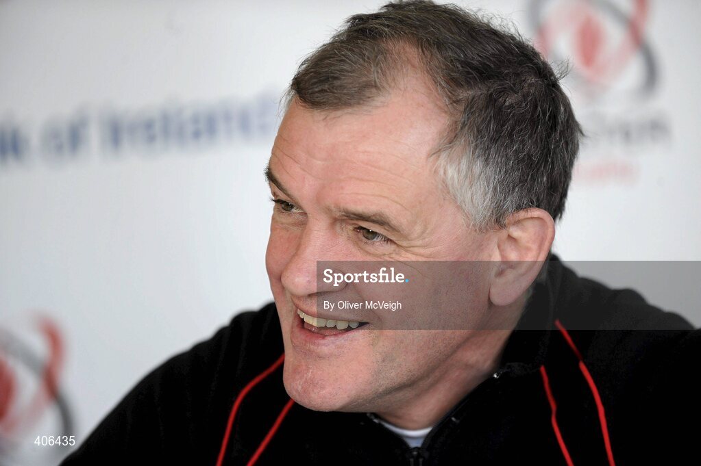 2 March 2010; Ulster head coach Brian McLaughlin during a press conference ahead of their Celtic League match against Llanelli Scarlets on Friday. Newforge Country Club, Belfast, Co. Antrim. Picture credit: Oliver McVeigh / SPORTSFILE