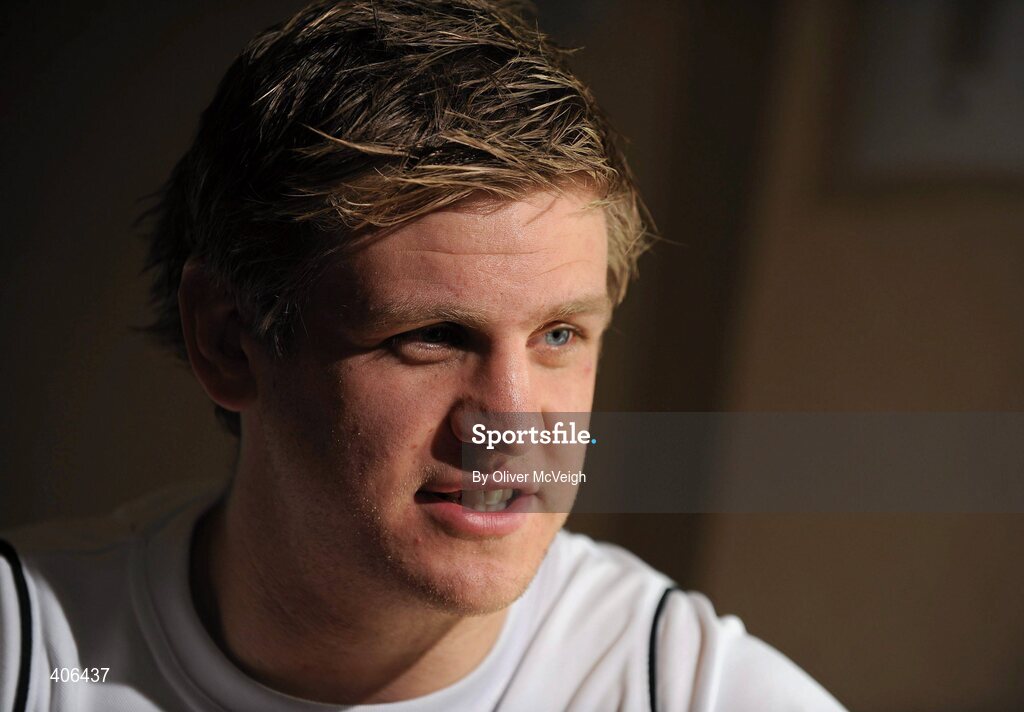 2 March 2010; Ulster's Chris Henry speaking during a press conference ahead of their Celtic League match against Llanelli Scarlets on Friday. Newforge Country Club, Belfast, Co. Antrim. Picture credit: Oliver McVeigh / SPORTSFILE