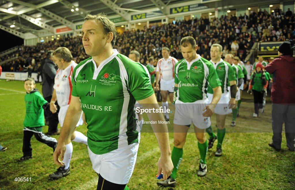 26 February 2010; Rob Henderson, Ireland Legends, comes out onto the pitch before the game. The Stuart Mangan Memorial Cup, England Legends v Ireland Legends, The Stoop, Twickenham, London. Picture credit: Brendan Moran / SPORTSFILE