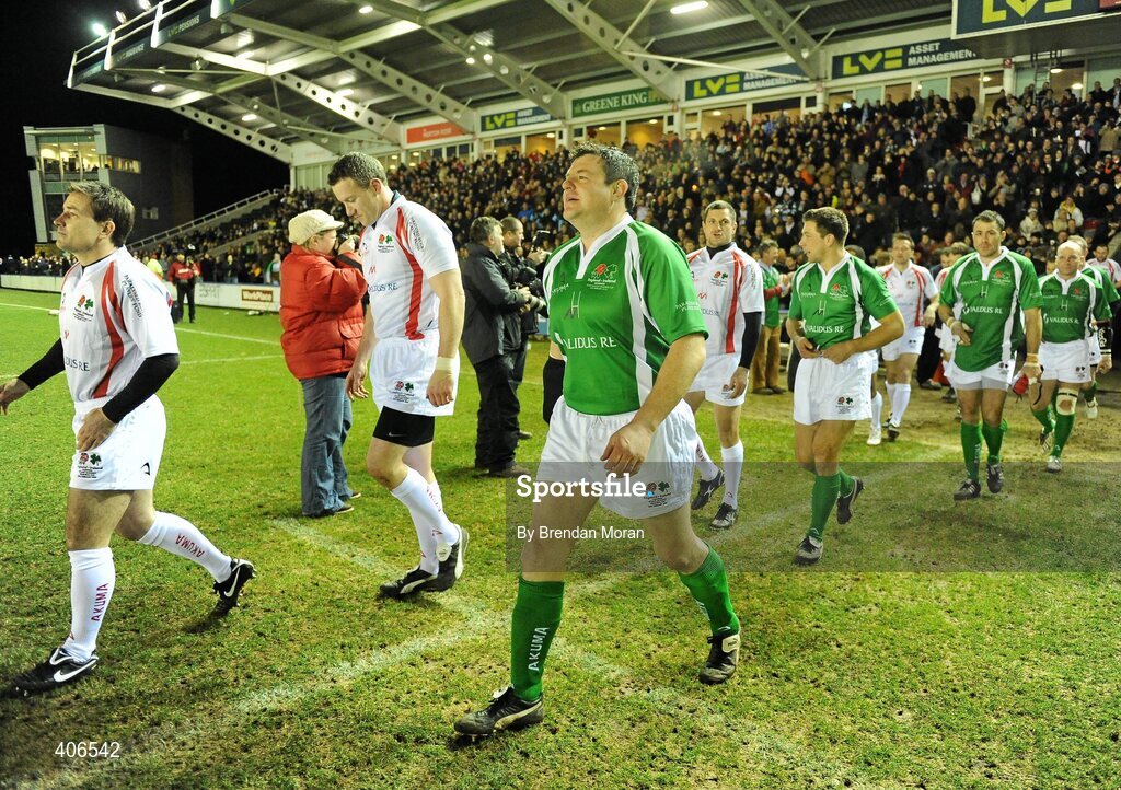 26 February 2010; Reggie Corrigan, Ireland Legends, comes out onto the pitch before the game. The Stuart Mangan Memorial Cup, England Legends v Ireland Legends, The Stoop, Twickenham, London. Picture credit: Brendan Moran / SPORTSFILE