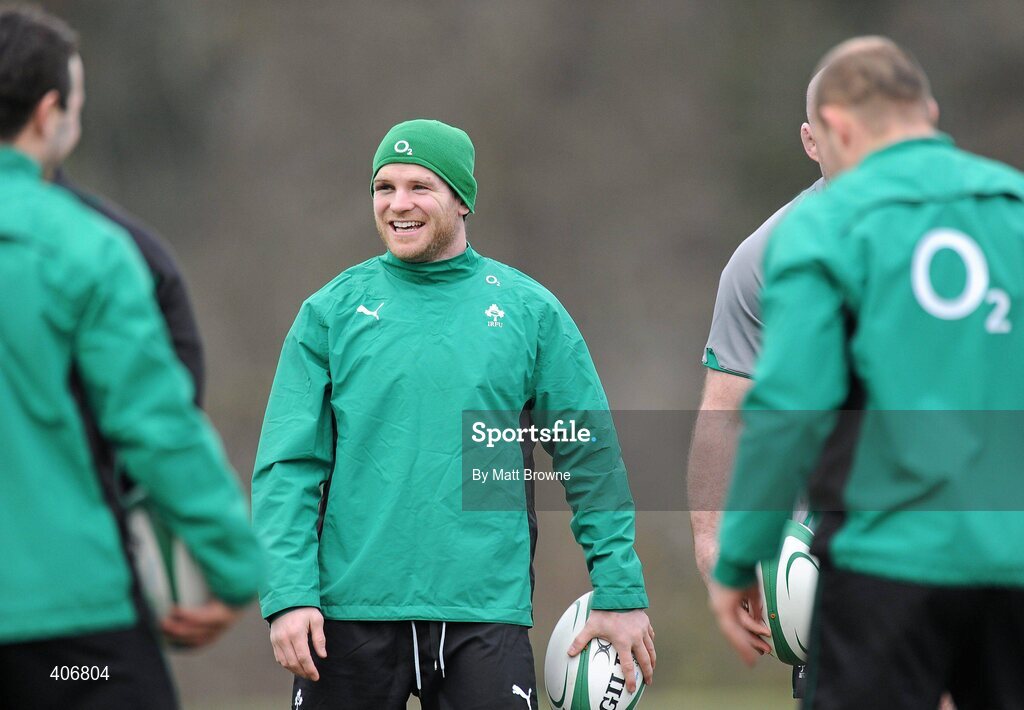 3 March 2010; Ireland's Gordon D'Arcy during rugby squad training ahead of their RBS Six Nations Rugby Championship game against Wales on Saturday week. Carton House, Maynooth, Co. Kildare. Picture credit: Matt Browne / SPORTSFILE