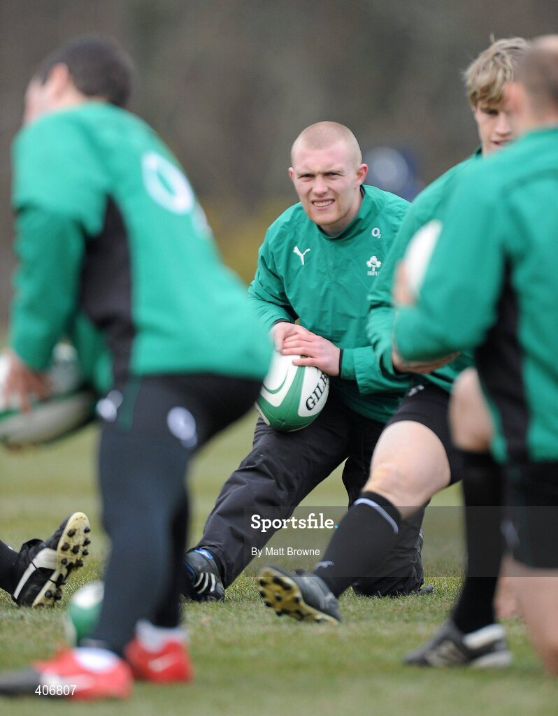 3 March 2010; Ireland's Keith Earls during rugby squad training ahead of their RBS Six Nations Rugby Championship game against Wales on Saturday week. Carton House, Maynooth, Co. Kildare. Picture credit: Matt Browne / SPORTSFILE
