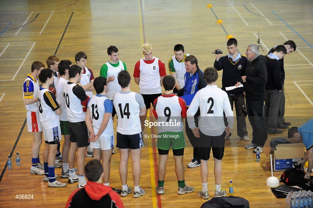 3 March 2010; Ricky Nixon, Managing Director of Flying Start, talks with the players during a Ricky Nixon AFL trial day. Gormanston College, Gormanston, Co. Meath. Picture credit: Oliver McVeigh / SPORTSFILE