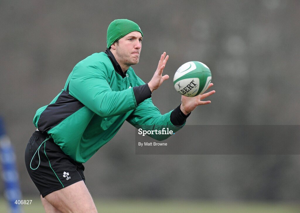3 March 2010; Ireland's Stephen Ferris in action during rugby squad training ahead of their RBS Six Nations Rugby Championship game against Wales on Saturday week. Carton House, Maynooth, Co. Kildare. Picture credit: Matt Browne / SPORTSFILE