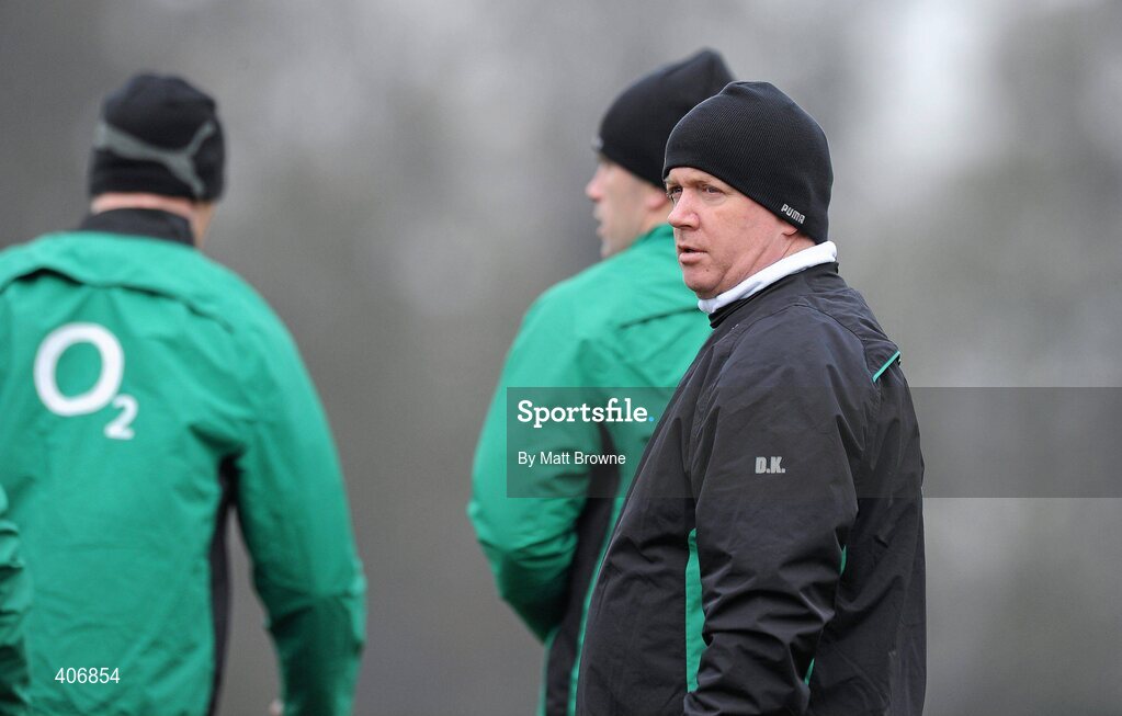 3 March 2010; Ireland's head coach Declan Kidney during rugby squad training ahead of their RBS Six Nations Rugby Championship game against Wales on Saturday week. Carton House, Maynooth, Co. Kildare. Picture credit: Matt Browne / SPORTSFILE