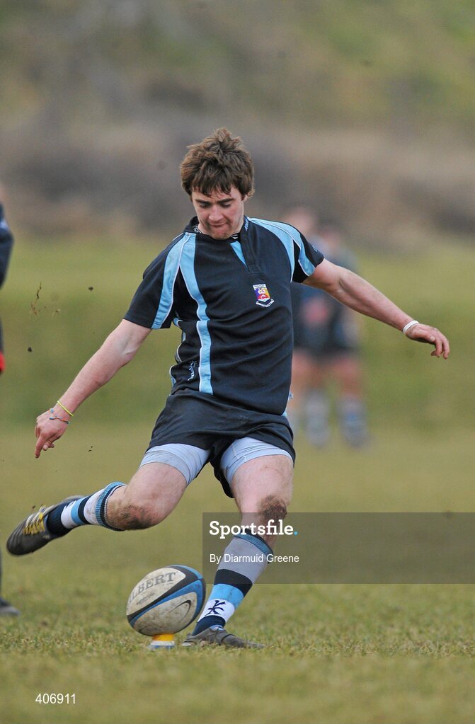 3 March 2010; Padraig O'Connor, Castletroy, converts Padraig Quinn's try to put his side one point ahead late in the game. Avonmore Munster Rugby Schools Senior Cup Semi-Final, Rockwell v Castletroy College, Clanwilliam Park, Tipperary Town, Tipperary. Picture credit: Diarmuid Greene / SPORTSFILE