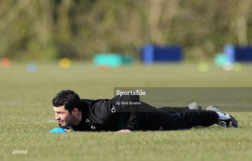 4 March 2010; Ireland's Rob Kearney during rugby squad training ahead of their RBS Six Nations Rugby Championship game against Wales on Saturday week. Carton House, Maynooth, Co. Kildare. Picture credit: Matt Browne / SPORTSFILE