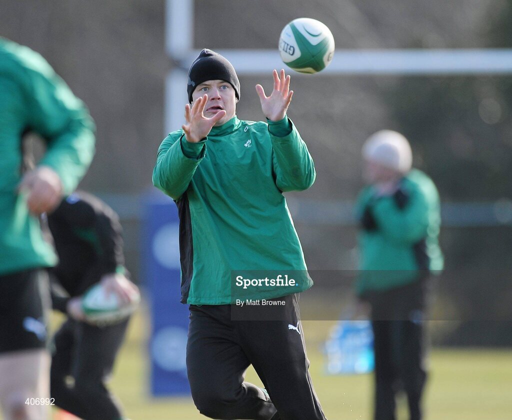 4 March 2010; Ireland's Brian O'Driscoll in action during rugby squad training ahead of their RBS Six Nations Rugby Championship game against Wales on Saturday week. Carton House, Maynooth, Co. Kildare. Picture credit: Matt Browne / SPORTSFILE