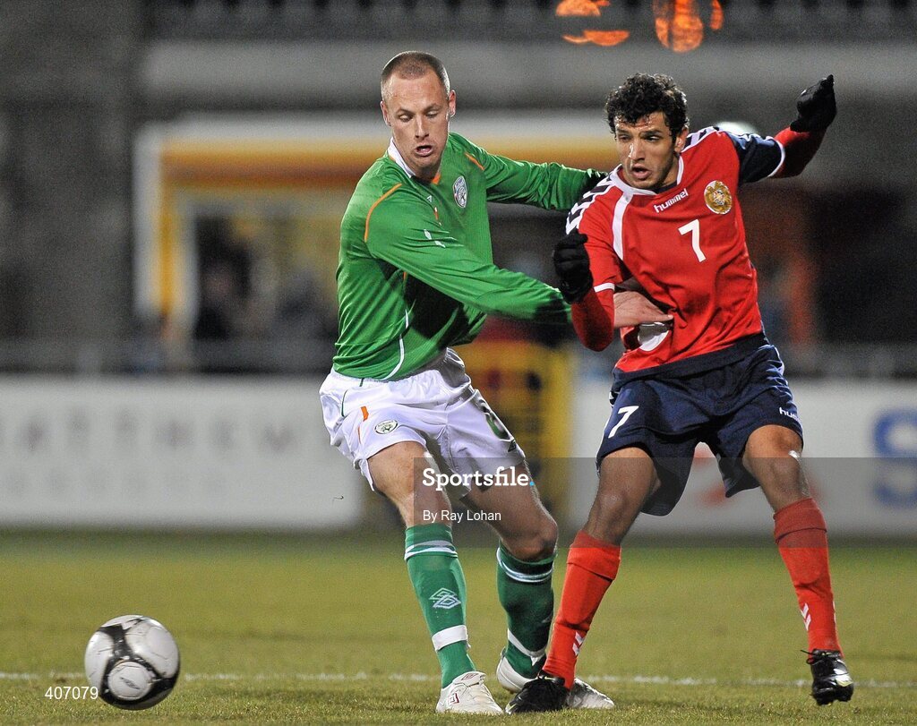 3 March 2010; David Meyler, Republic of Ireland, in action against Artak Dashyan, Armenia. UEFA European U21 Championship Qualifier, Republic of Ireland v Armenia, Tallaght Stadium, Tallaght, Co. Dublin. Picture credit: Ray Lohan / SPORTSFILE