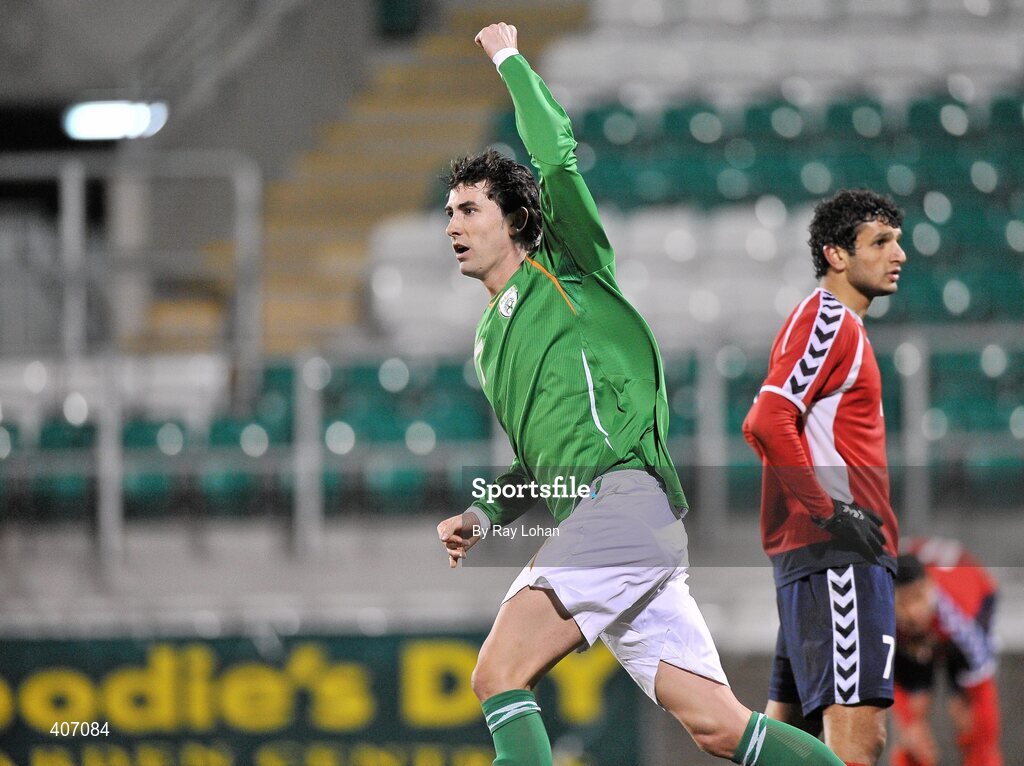 3 March 2010; Ian Daly, Republic of Ireland, celebrates his side's goal. UEFA European U21 Championship Qualifier, Republic of Ireland v Armenia, Tallaght Stadium, Tallaght, Co. Dublin. Picture credit: Ray Lohan / SPORTSFILE