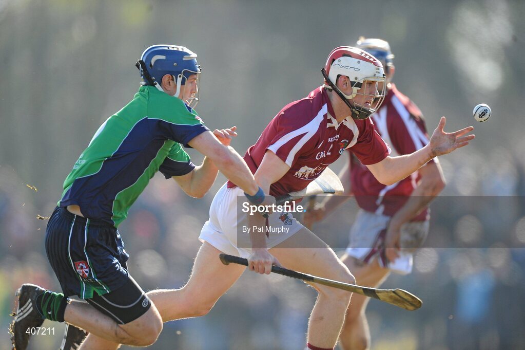 5 March 2010; Barry Daly, NUI Galway, in action against Conor Cooney, Limerick IT. Ulster Bank Fitzgibbon Cup Semi-Final, National University of Ireland, Galway v Limerick Institute of Technology, Dangan GAA Grounds, Dangan, Co. Galway. Picture credit: Pat Murphy / SPORTSFILE