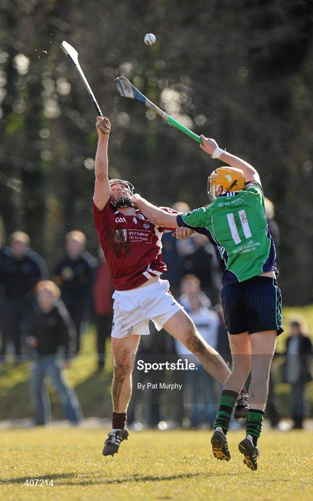 5 March 2010; Declan Connolly, NUI Galway, in action against Seamus Callanan, Limerick IT. Ulster Bank Fitzgibbon Cup Semi-Final, National University of Ireland, Galway v Limerick Institute of Technology, Dangan GAA Grounds, Dangan, Co. Galway. Picture credit: Pat Murphy / SPORTSFILE