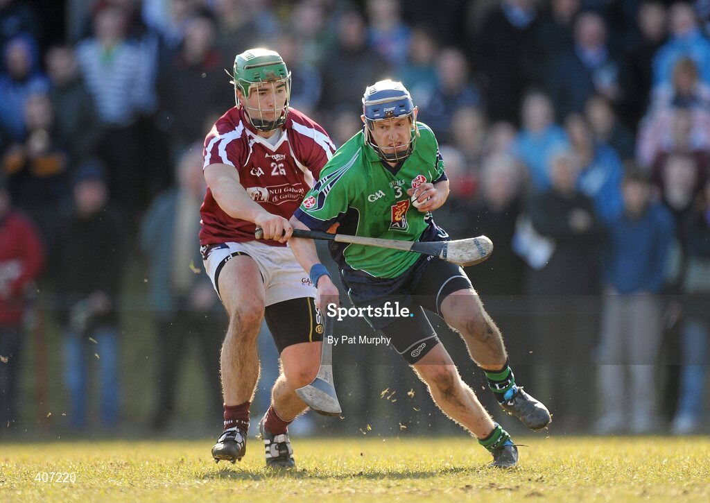 5 March 2010; Conor Cooney, Limerick IT, in action against Caimin Morey, NUI Galway. Ulster Bank Fitzgibbon Cup Semi-Final, National University of Ireland, Galway v Limerick Institute of Technology, Dangan GAA Grounds, Dangan, Co. Galway. Picture credit: Pat Murphy / SPORTSFILE