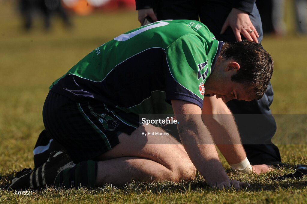 5 March 2010; Willie Hyland, Limerick IT, shows his disappointment after the game. Ulster Bank Fitzgibbon Cup Semi-Final, National University of Ireland, Galway v Limerick Institute of Technology, Dangan GAA Grounds, Dangan, Co. Galway. Picture credit: Pat Murphy / SPORTSFILE