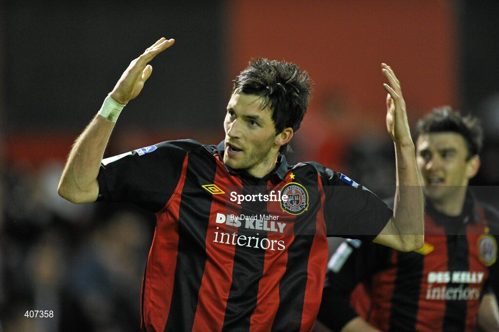 5 March 2010; Killian Brennan, Bohemians, celebrates after scoring his side's first goal. Airtricity League, Premier Division, Bohemians v Sporting Fingal, Dalymount Park, Dublin. Picture credit: David Maher / SPORTSFILE