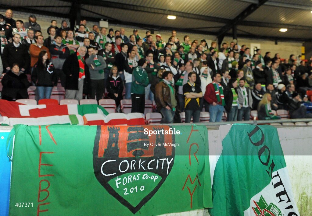 5 March 2010; A general view of Cork City Foras Co-op fans in the away section. Airtricity League, Premier Division, Derry City v Cork City Foras Co-op, Brandywell Stadium, Derry. Picture credit: Oliver McVeigh / SPORTSFILE