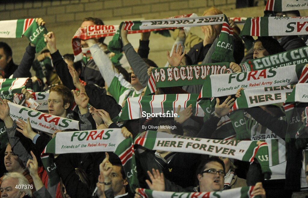 5 March 2010; A general view of Cork City Foras Co-op fans in the away section. Airtricity League, Premier Division, Derry City v Cork City Foras Co-op, Brandywell Stadium, Derry. Picture credit: Oliver McVeigh / SPORTSFILE