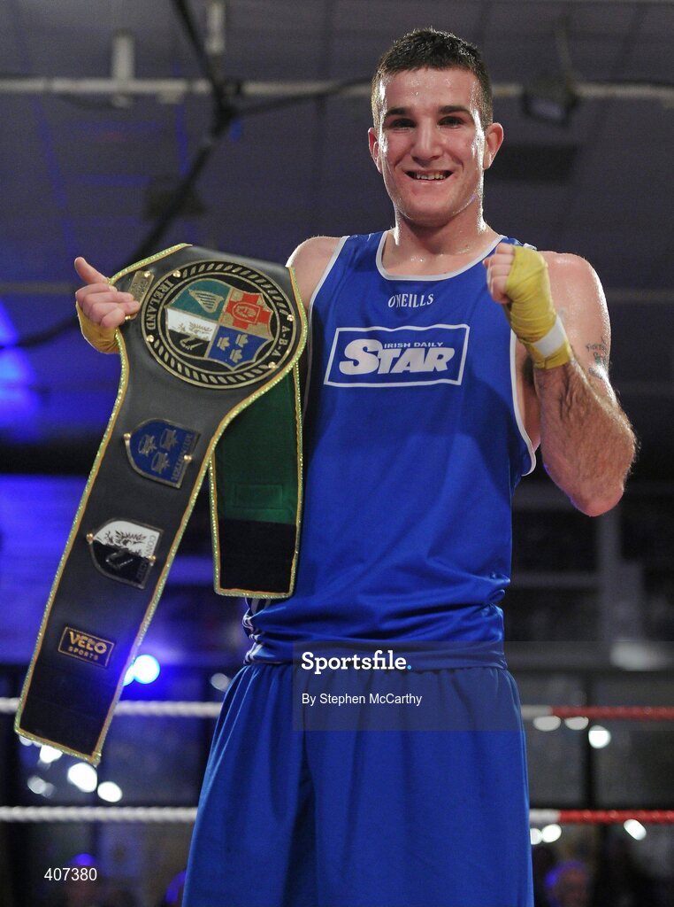 5 March 2010; John Joe Joyce, St Michaels Athy, is victorious in his 69kg bout over Willie McLoughlin, Illies Golden Gloves. National Men's & Women's Elite National Championships 2010 Finals - Friday, National Stadium, Dublin. Picture credit: Stephen McCarthy / SPORTSFILE