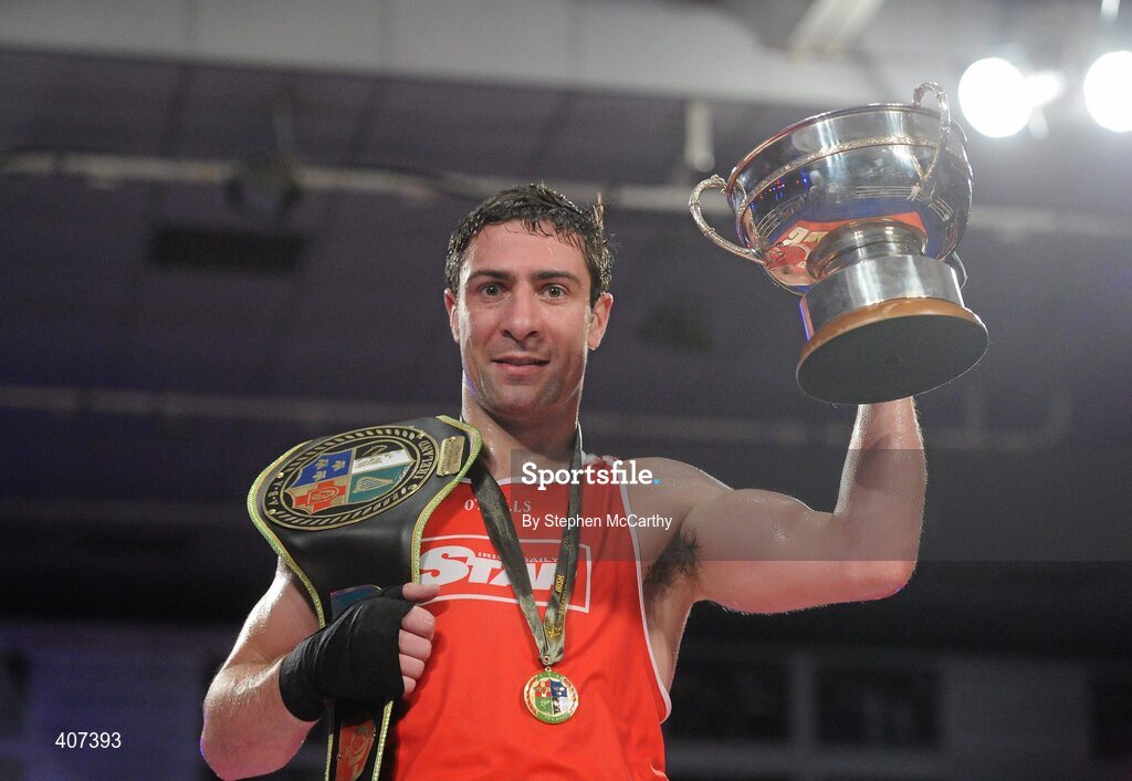 5 March 2010; Kenny Egan, Neilstown, celebrates beating Tommy McCarthy, Oliver Plunketts, during their elite 81kg final. National Men's & Women's Elite National Championships 2010 Finals - Friday, National Stadium, Dublin. Picture credit: Stephen McCarthy / SPORTSFILE
