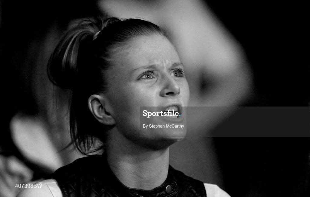 5 March 2010; A supporter of Jamie Moore, St Francis Limerick, urges him on during his elite 48kg final bout with Paddy Barnes, Holy Family Golden Gloves. National Men's & Women's Elite National Championships 2010 Finals - Friday, National Stadium, Dublin. Picture credit: Stephen McCarthy / SPORTSFILE