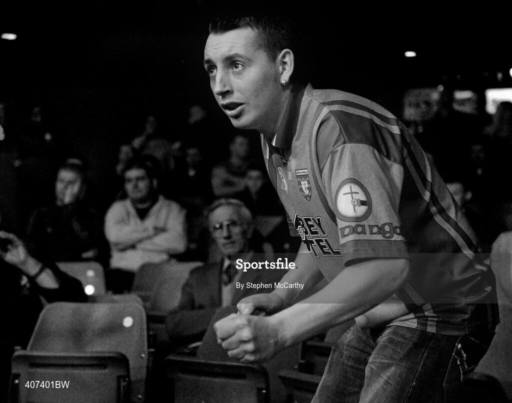 5 March 2010; A supporter of Jason Quigley, Finn Valley, urges him on during his elite 75kg final bout with Darren O'Neill, Paulstown. National Men's & Women's Elite National Championships 2010 Finals - Friday, National Stadium, Dublin. Picture credit: Stephen McCarthy / SPORTSFILE