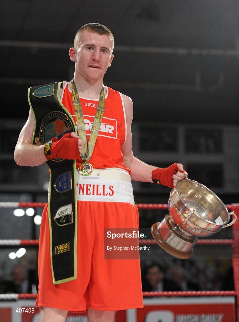 5 March 2010; Paddy Barnes, Holy Family Golden Gloves, following his elite 48kg final bout with Jamie Moore, St Francis Limerick. National Men's & Women's Elite National Championships 2010 Finals - Friday, National Stadium, Dublin. Picture credit: Stephen McCarthy / SPORTSFILE